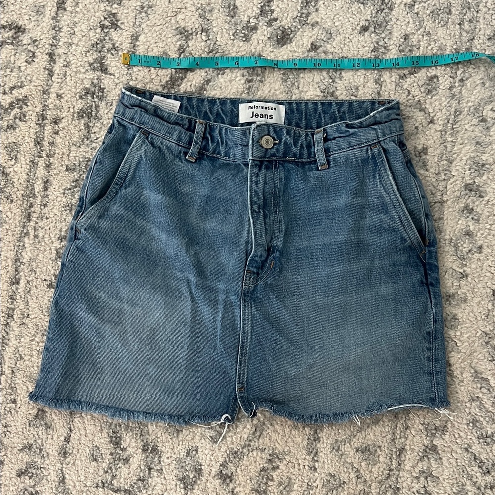 Reformation Classic Blue Denim Cutoff Mini Skirt